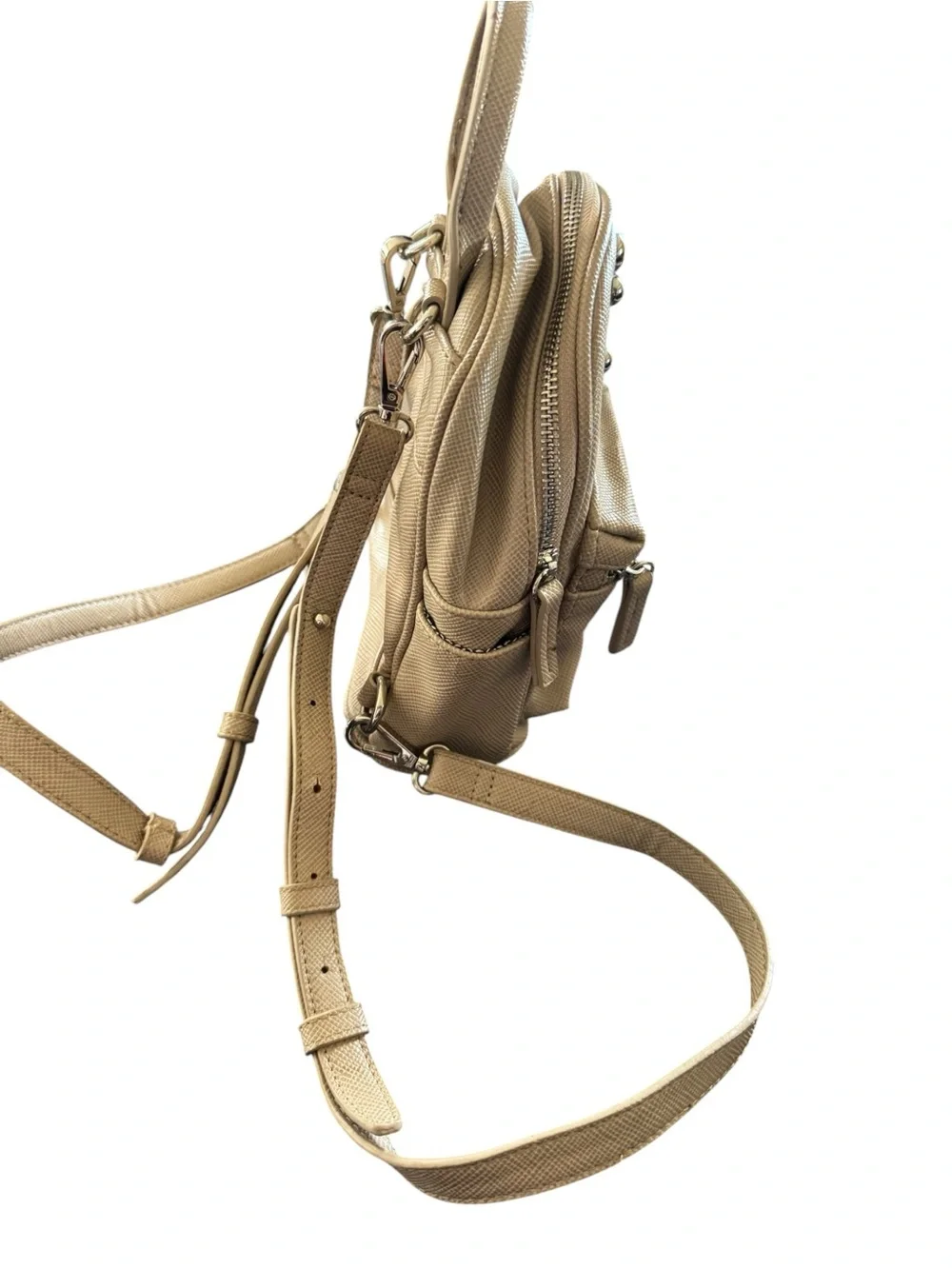 Steve Madden Taupe Mini Backpack with Silver Studs